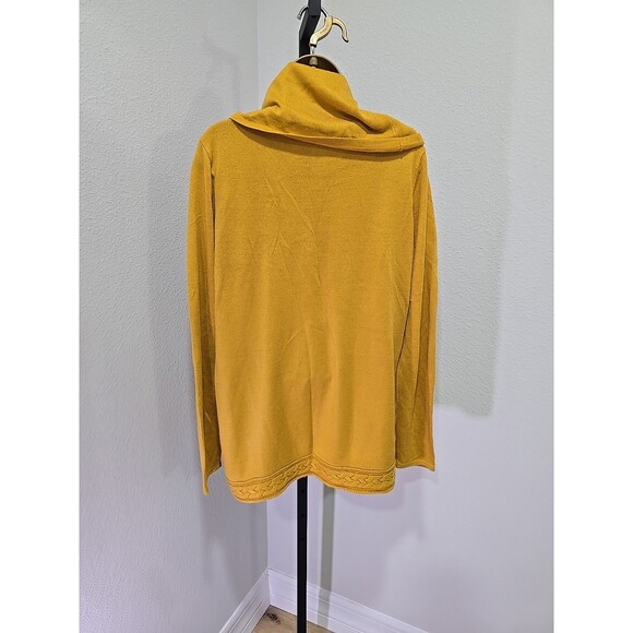 Cowl Sweater Womens Med Mustard Yellow Funnel Pullover Lagenlook Goblincore Chic - Picture 4 of 6